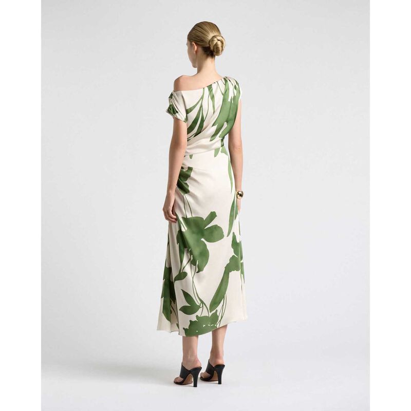 Cue Shadow Floral Satin Draped Midi Dress image number 1